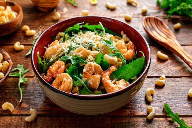 Pâtes aux Crevettes et Pesto de Roquette